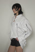DRAWSTRING-EYELET STRIPED SHIRT -WHITE-