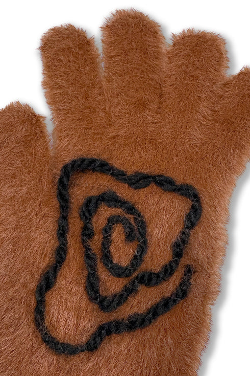 SPIRAL FLUFFY GLOVES -CAMEL- *Last1