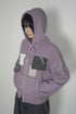 WASHED PATCHWORK ZIP-UP HOODIE -DARK PURPLE-