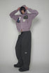 WASHED PATCHWORK ZIP-UP HOODIE -DARK PURPLE-