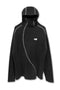 WAFFLE HOODED TOP -BLACK-