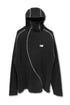 WAFFLE HOODED TOP -BLACK-