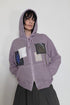 WASHED PATCHWORK ZIP-UP HOODIE -DARK PURPLE-