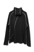WAFFLE HOODED TOP -BLACK-