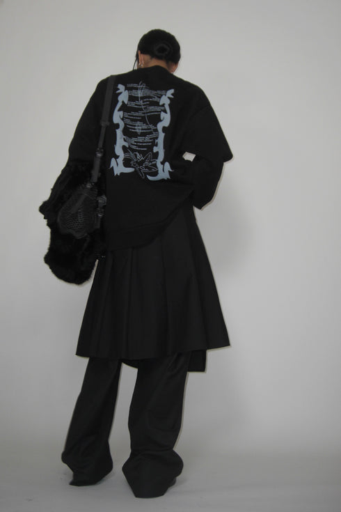 SPIRAL BUTTON ASYMMETRY WRAP SKIRT -BLACK- *Last1