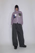WASHED PATCHWORK ZIP-UP HOODIE -DARK PURPLE-