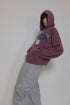 WASHED PATCHWORK ZIP-UP HOODIE -DARK RED- *Last1