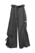 DRAWSTRING PANEL SWEAT PANTS -CHARCOAL-