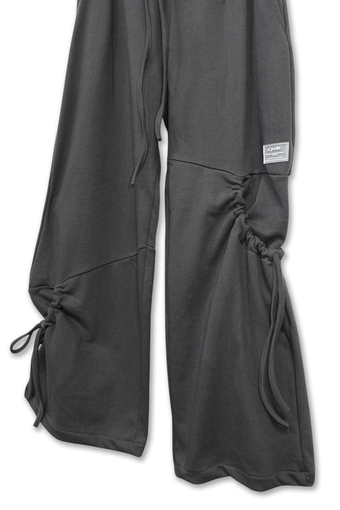 DRAWSTRING PANEL SWEAT PANTS -CHARCOAL-