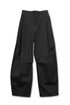 NYLON WIDE CURVED PANTS -BLACK-