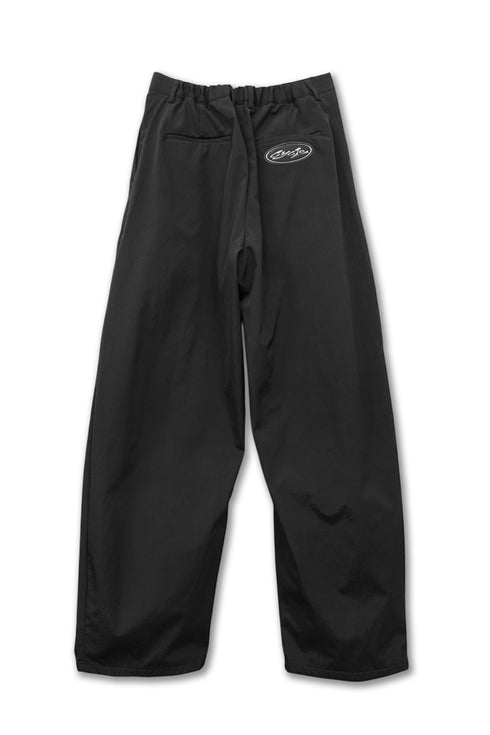 NYLON WIDE CURVED PANTS -BLACK-