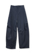 NYLON WIDE CURVED PANTS -NAVY-