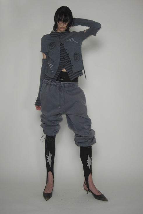 PATCHWORK LAYERED CARDIGAN -CHARCOAL-