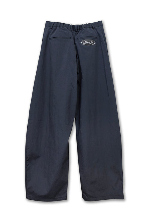NYLON WIDE CURVED PANTS -NAVY-