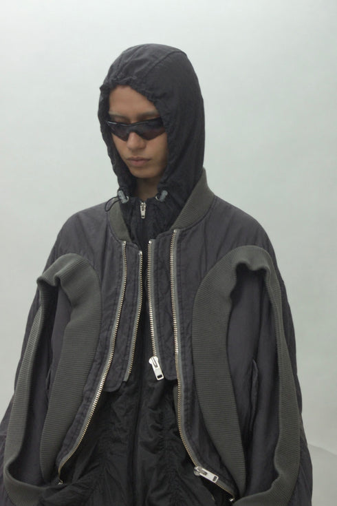 CIRCLE RIB WASHED MA-1 -CHARCOAL×KHAKI- *Last1