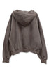 BEADED DRAWSTRING ZIP-UP HOODIE -BROWN-