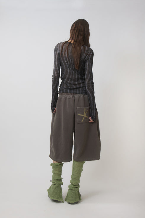 SPELL WAVE PLAID SECOND SKIN TOPS -DARK BROWN MIX-