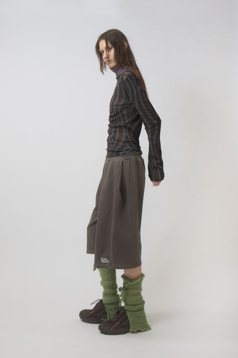 SPELL WAVE PLAID SECOND SKIN TOPS -DARK BROWN MIX-