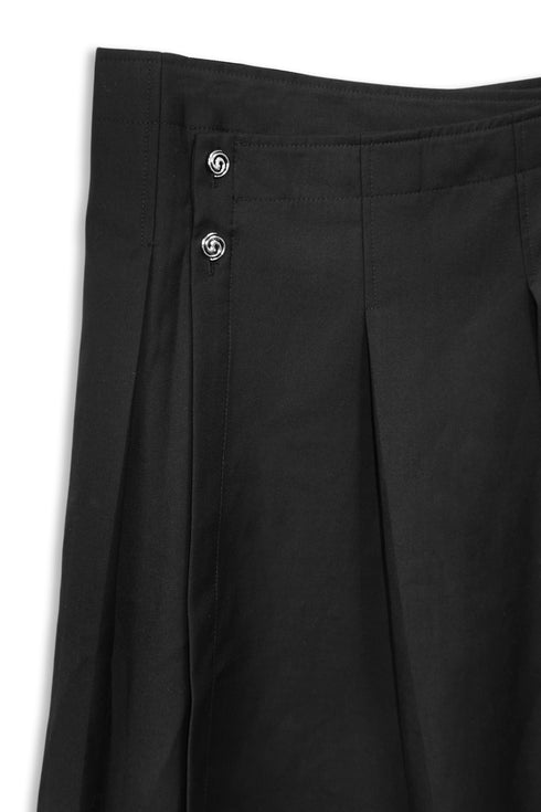 SPIRAL BUTTON ASYMMETRY WRAP SKIRT -BLACK- *Last1