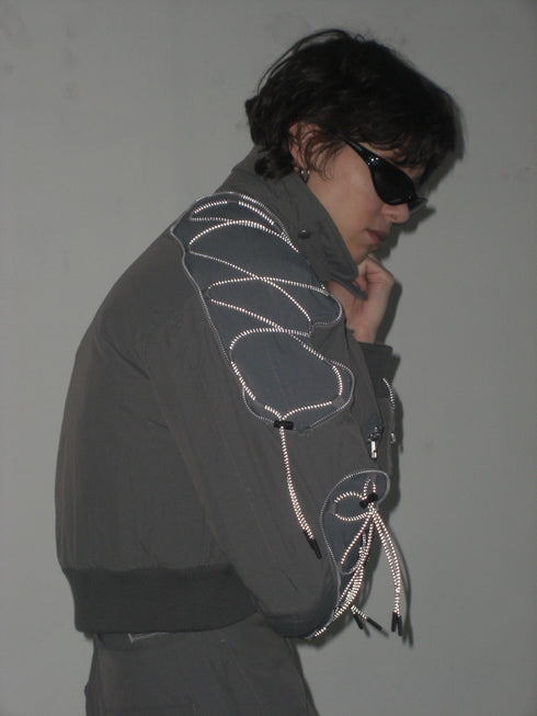 CODE MAZE ECO FABRIC BOMBER JACKET -GRAY (BAMBOO CHARCOAL)-