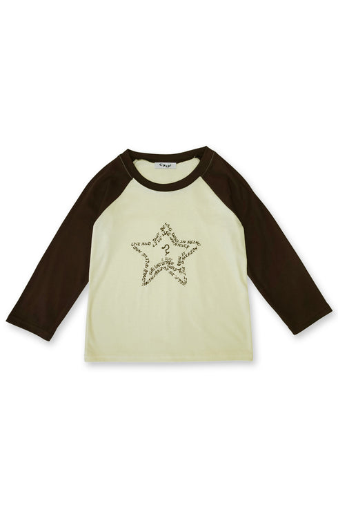 【PRE-ORDER】FEUERGOD × Cycle STAR RAGLAN TEE -LIGHT YELLOW × BROWN-