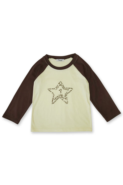 FEUERGOD × Cycle STAR RAGLAN TEE -LIGHT YELLOW × BROWN-