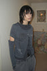 PATCHWORK LAYERED CARDIGAN -CHARCOAL-