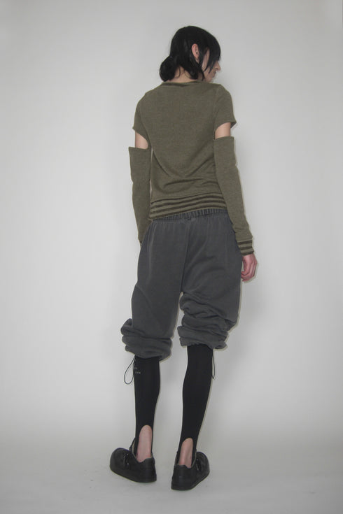 PATCHWORK LAYERED CARDIGAN -KHAKI- *Last1