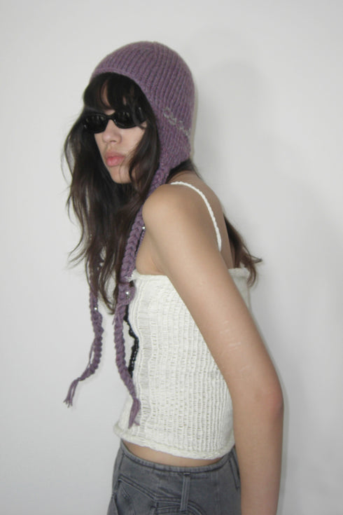 Allergy × Cycle HANDMADE KNIT FLIGHT CAP -PURPLE-