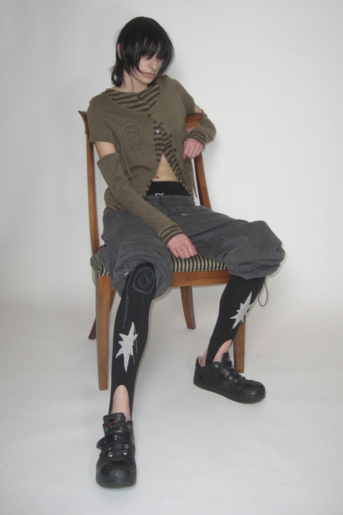 PATCHWORK LAYERED CARDIGAN -KHAKI- *Last1