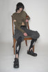 PATCHWORK LAYERED CARDIGAN -KHAKI- *Last1