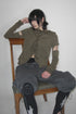 PATCHWORK LAYERED CARDIGAN -KHAKI- *Last1