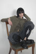 PATCHWORK LAYERED CARDIGAN -KHAKI- *Last1
