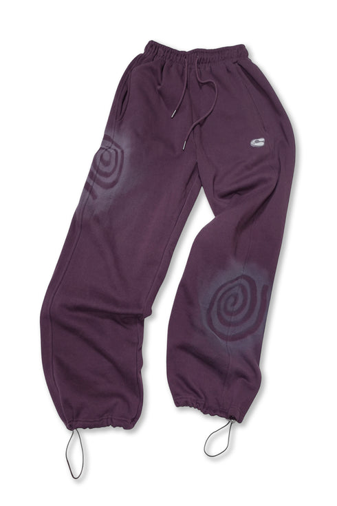 PAINTED SPIRAL SWEAT PANTS -BORDEAUX- *Last1