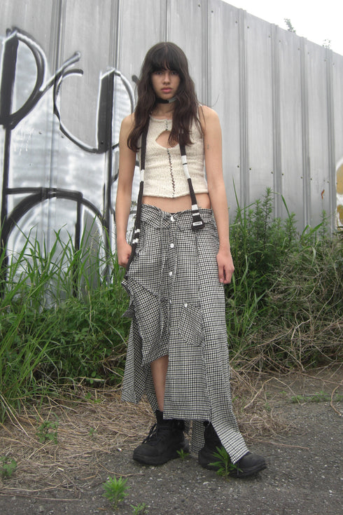 Merbeau × Cycle HANDMADE WIND SCARF -BROWN × SMORKY WHITE- *Last1