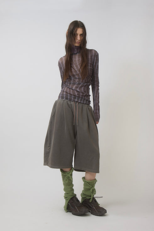 【PRE-ORDER】WAVY CHECK SECOND SKIN TOPS -BROWN MIX-