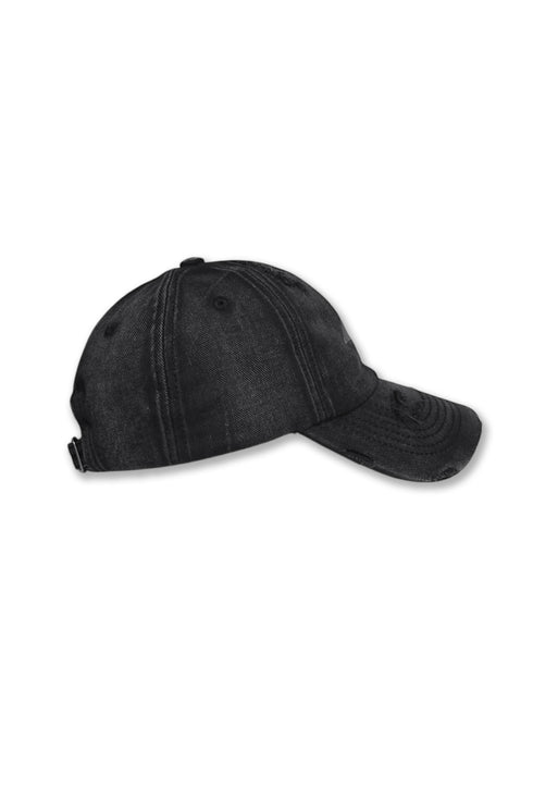 WASHED EMBROIDERY LOGO CAP -BLACK- *Last1