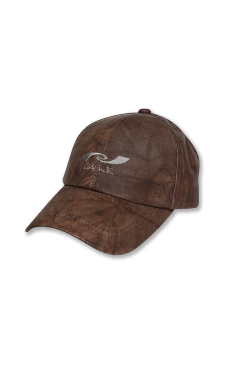 TEXTURED VEGAN LEATHER EMBROIDERY LOGO CAP *Last1