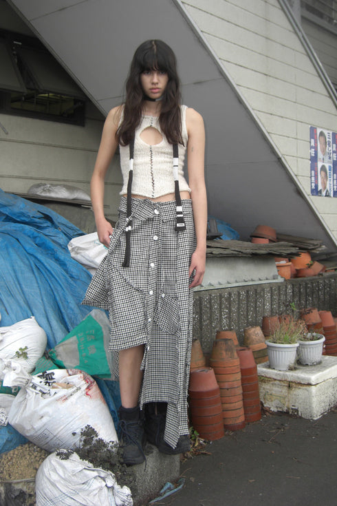 Merbeau × Cycle HANDMADE WIND SCARF -BROWN × SMORKY WHITE- *Last1