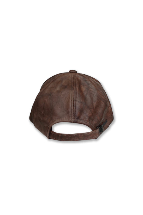 TEXTURED VEGAN LEATHER EMBROIDERY LOGO CAP *Last1