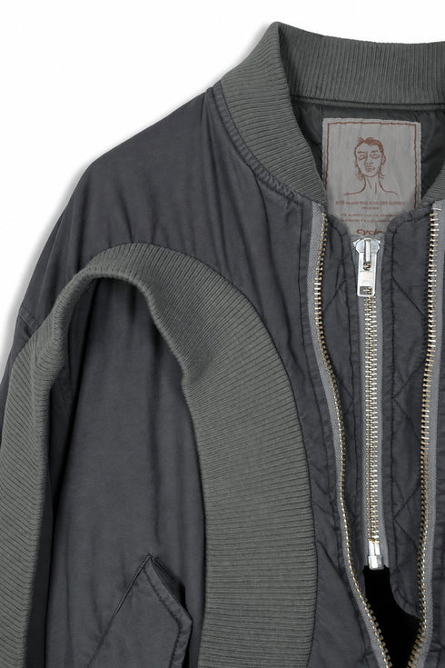 CIRCLE RIB WASHED MA-1 -CHARCOAL×KHAKI- *Last1