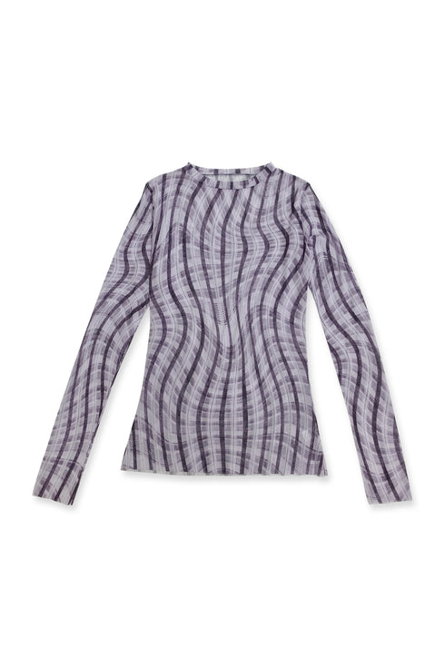 SPELL WAVE PLAID SECOND SKIN TOPS -LIGHT PURPLE MIX-