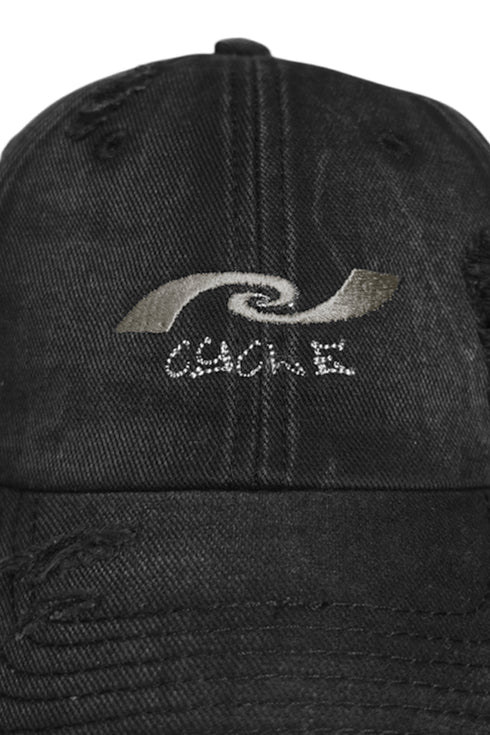 WASHED EMBROIDERY LOGO CAP -BLACK- *Last1