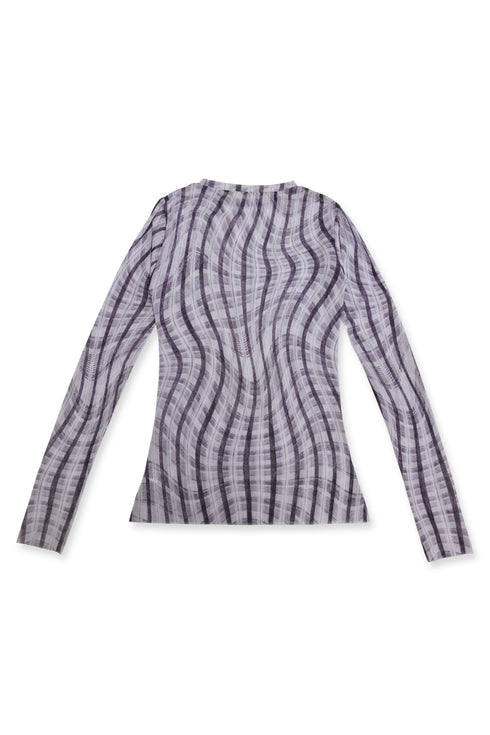 SPELL WAVE PLAID SECOND SKIN TOPS -LIGHT PURPLE MIX-