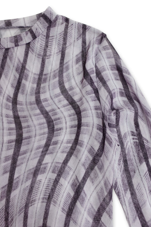 SPELL WAVE PLAID SECOND SKIN TOPS -LIGHT PURPLE MIX-