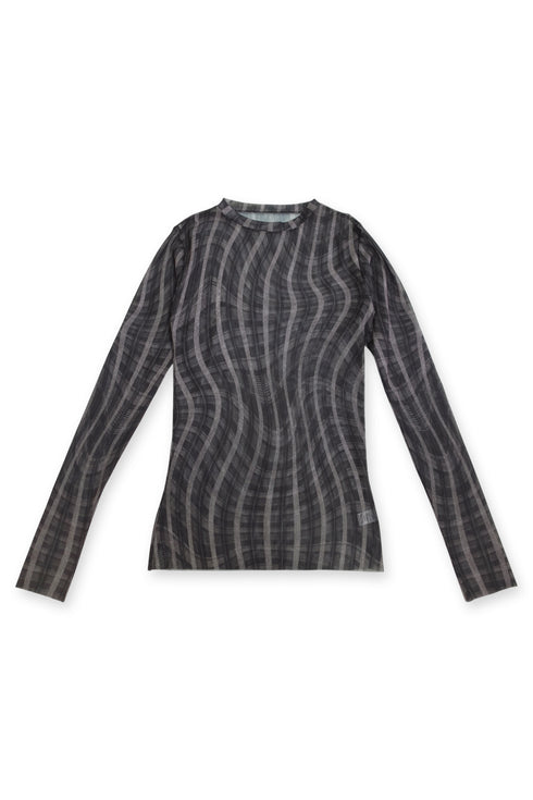 SPELL WAVE PLAID SECOND SKIN TOPS -DARK BROWN MIX-