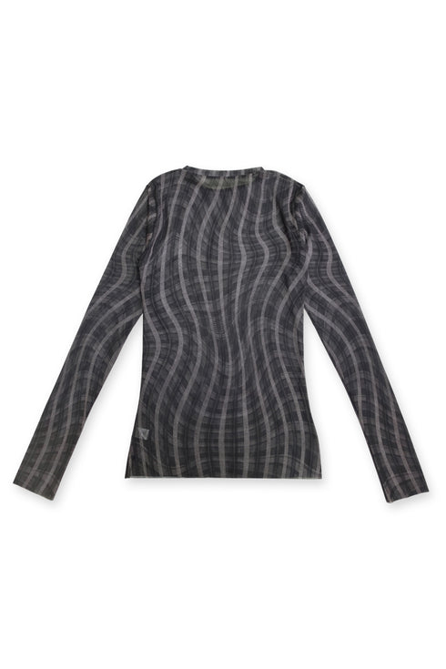 SPELL WAVE PLAID SECOND SKIN TOPS -DARK BROWN MIX-