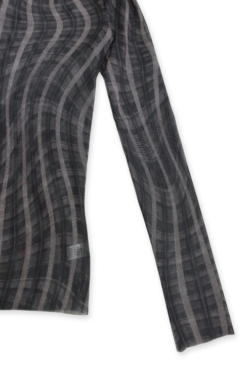 SPELL WAVE PLAID SECOND SKIN TOPS -DARK BROWN MIX-