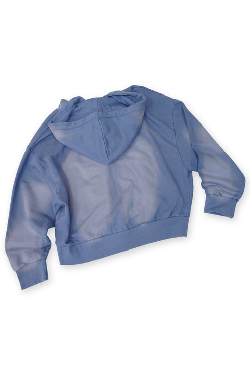 FADED LOGO ZIP-UP HOODIE -BLUE-