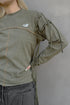WASHED LACE-UP LONG SLEEVE TEE